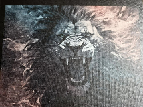 Peinture sur toile - "Lion coloré" Ici On Bricole